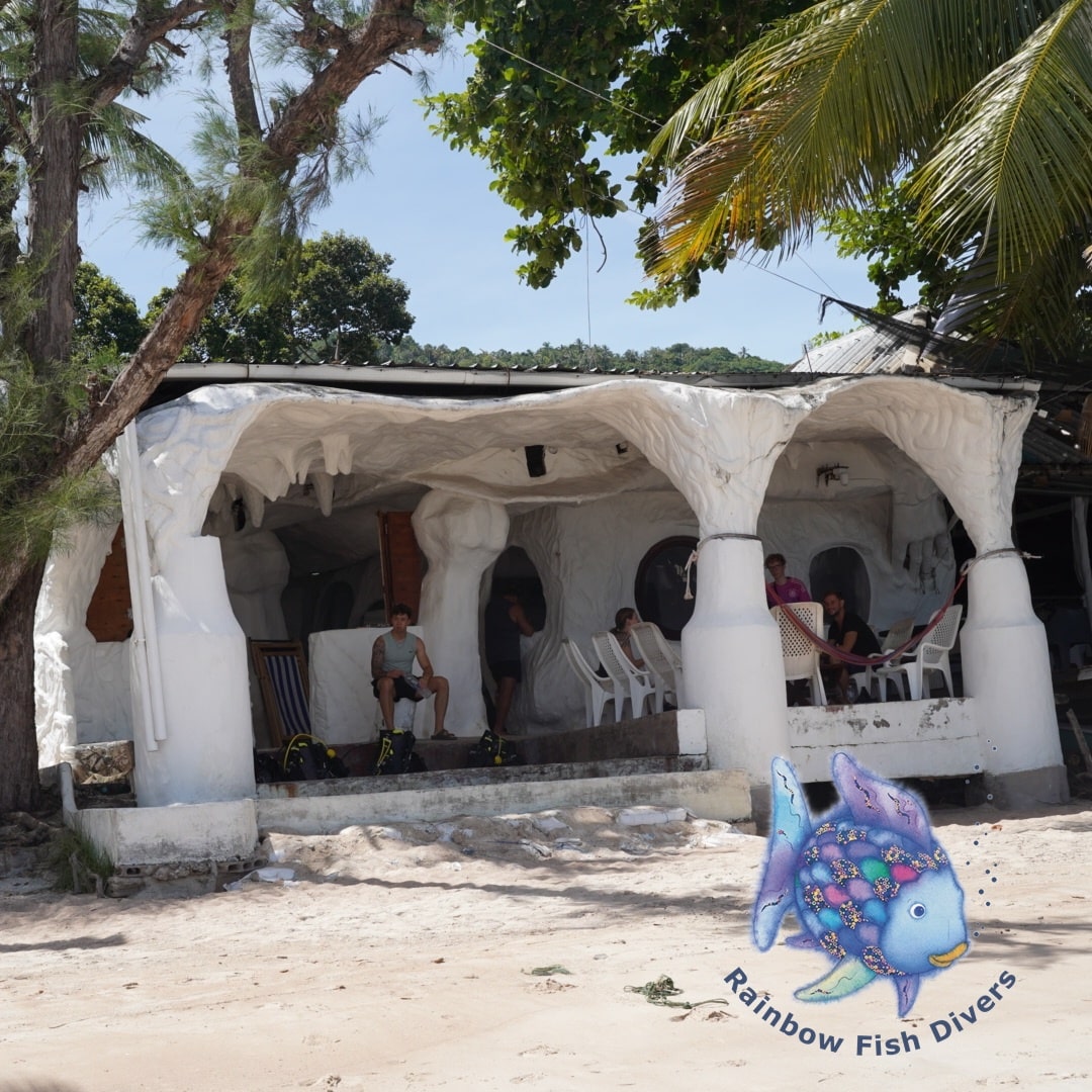 View from the beach to Rainbow Fish Divers.